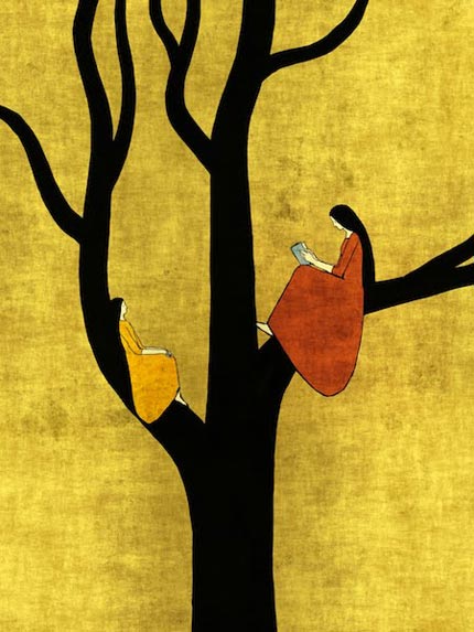 pattiapproximately: Los lectores en los árboles de Toni Demuro